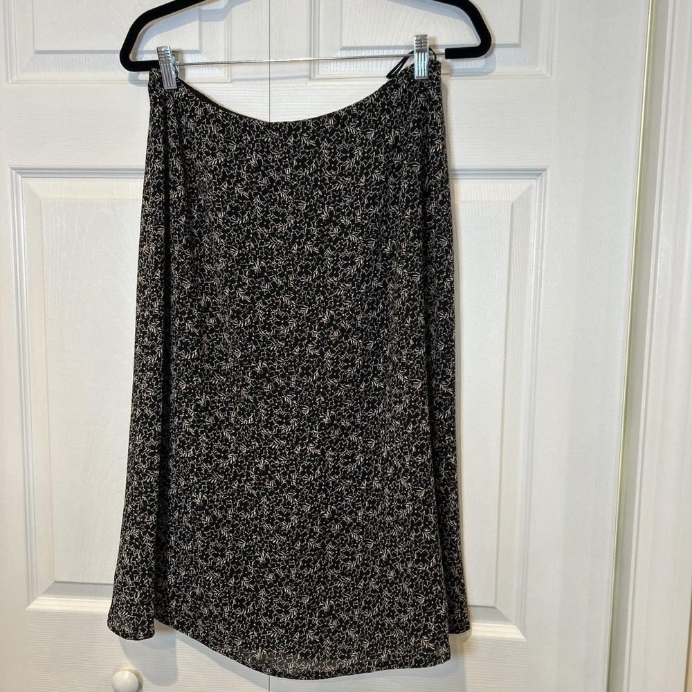 Vtg Coldwater Creek Womens Skirt Blouse Set 14 Black White Floral Silk Korea NWT - Picture 9 of 12